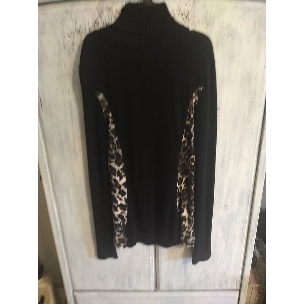 Cache Turtleneck Leopard Animal Print Top Sm Blac… - image 6